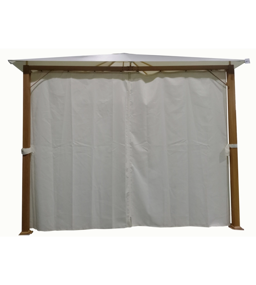 GAZEBO DA ESTERNO CON TENDE LATERALE EUROGARDEN "TRENTO" IN ALLUMINIO EFFETTO LEGNO 3X3 M